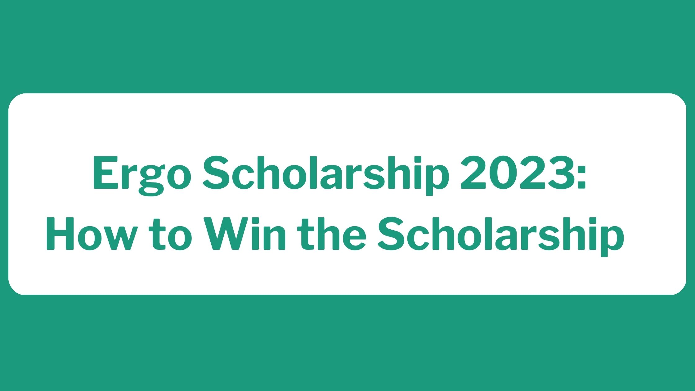 Ergo Scholarship 2023: How to Win the Scholarship